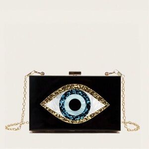 Waterproof,Lightweight, Business Casual Mini Eye Decor Chain Clutch Bag